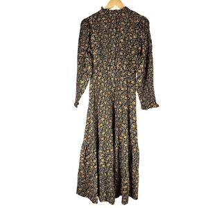 DÔEN Iliana Dark Floral Midi Cottagecore Midi Dress Size XS